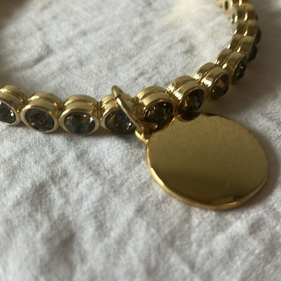 Gold tone slip on faux gem bracelet with gold charm - Picture 7 of 16